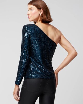 Sequin One Shoulder Top | White House Black Market